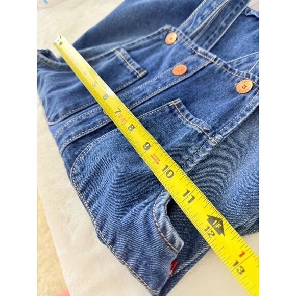 Levi's Girl's Bib Overall Denim Jean Skirt Jumper 5 Regular Button Down Pocket - Picture 5 of 8